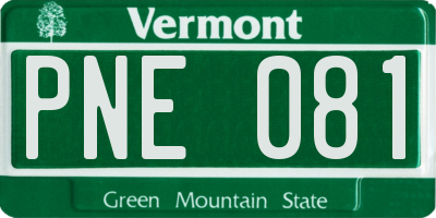 VT license plate PNE081