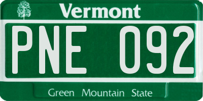 VT license plate PNE092