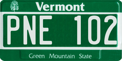 VT license plate PNE102