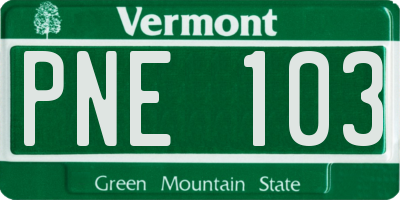 VT license plate PNE103