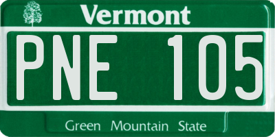 VT license plate PNE105