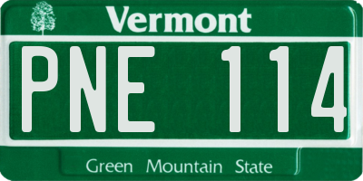 VT license plate PNE114