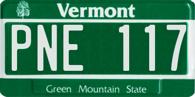 VT license plate PNE117