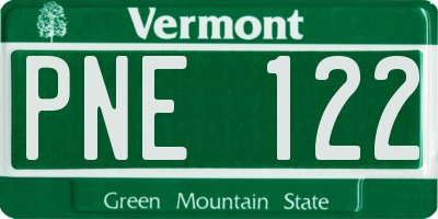 VT license plate PNE122