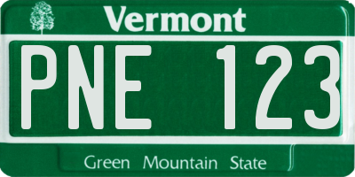 VT license plate PNE123