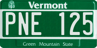VT license plate PNE125