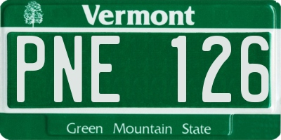 VT license plate PNE126