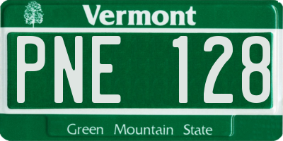 VT license plate PNE128