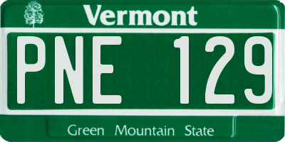 VT license plate PNE129