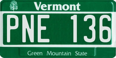 VT license plate PNE136