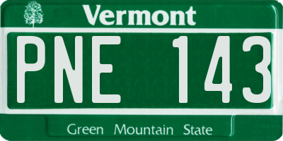 VT license plate PNE143