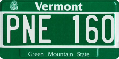 VT license plate PNE160