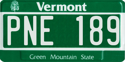 VT license plate PNE189