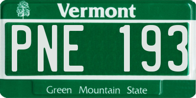 VT license plate PNE193