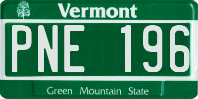 VT license plate PNE196