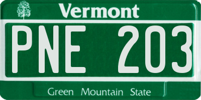 VT license plate PNE203