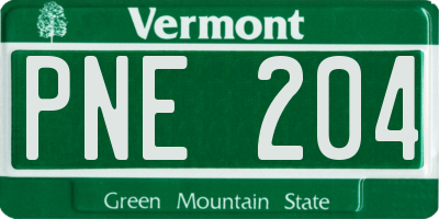 VT license plate PNE204