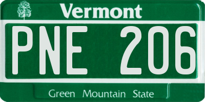 VT license plate PNE206