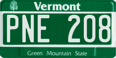 VT license plate PNE208
