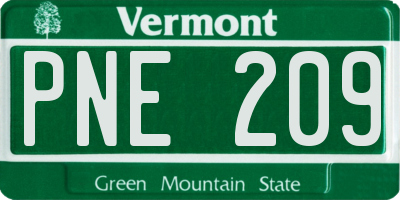VT license plate PNE209