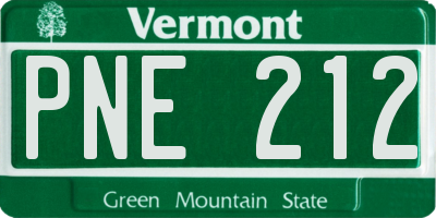 VT license plate PNE212