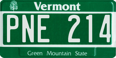 VT license plate PNE214