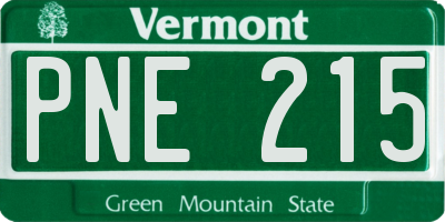 VT license plate PNE215