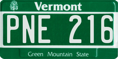 VT license plate PNE216