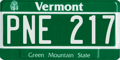 VT license plate PNE217