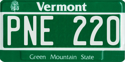 VT license plate PNE220