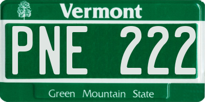 VT license plate PNE222