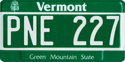 VT license plate PNE227