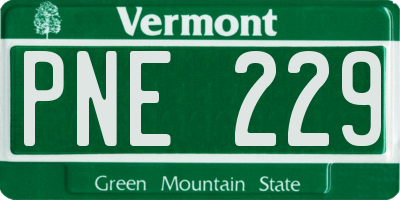 VT license plate PNE229