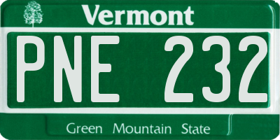 VT license plate PNE232