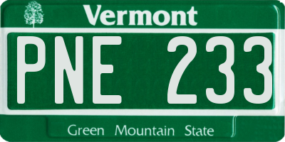 VT license plate PNE233