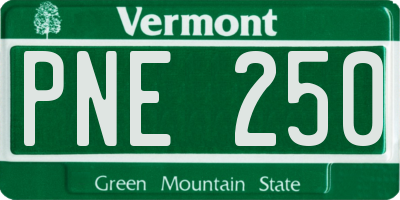 VT license plate PNE250