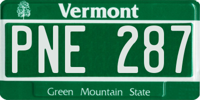 VT license plate PNE287