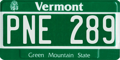 VT license plate PNE289