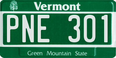 VT license plate PNE301