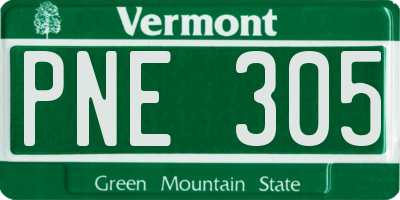VT license plate PNE305