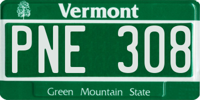 VT license plate PNE308