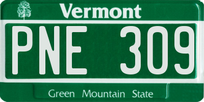 VT license plate PNE309