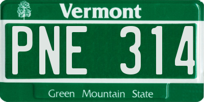 VT license plate PNE314