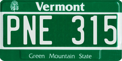VT license plate PNE315