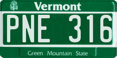 VT license plate PNE316