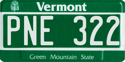 VT license plate PNE322