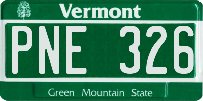 VT license plate PNE326