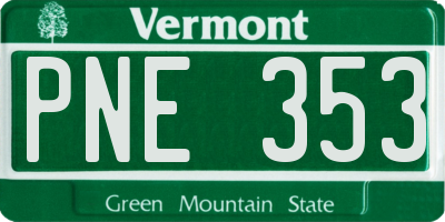 VT license plate PNE353