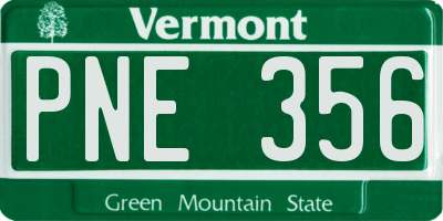 VT license plate PNE356