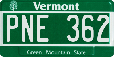 VT license plate PNE362